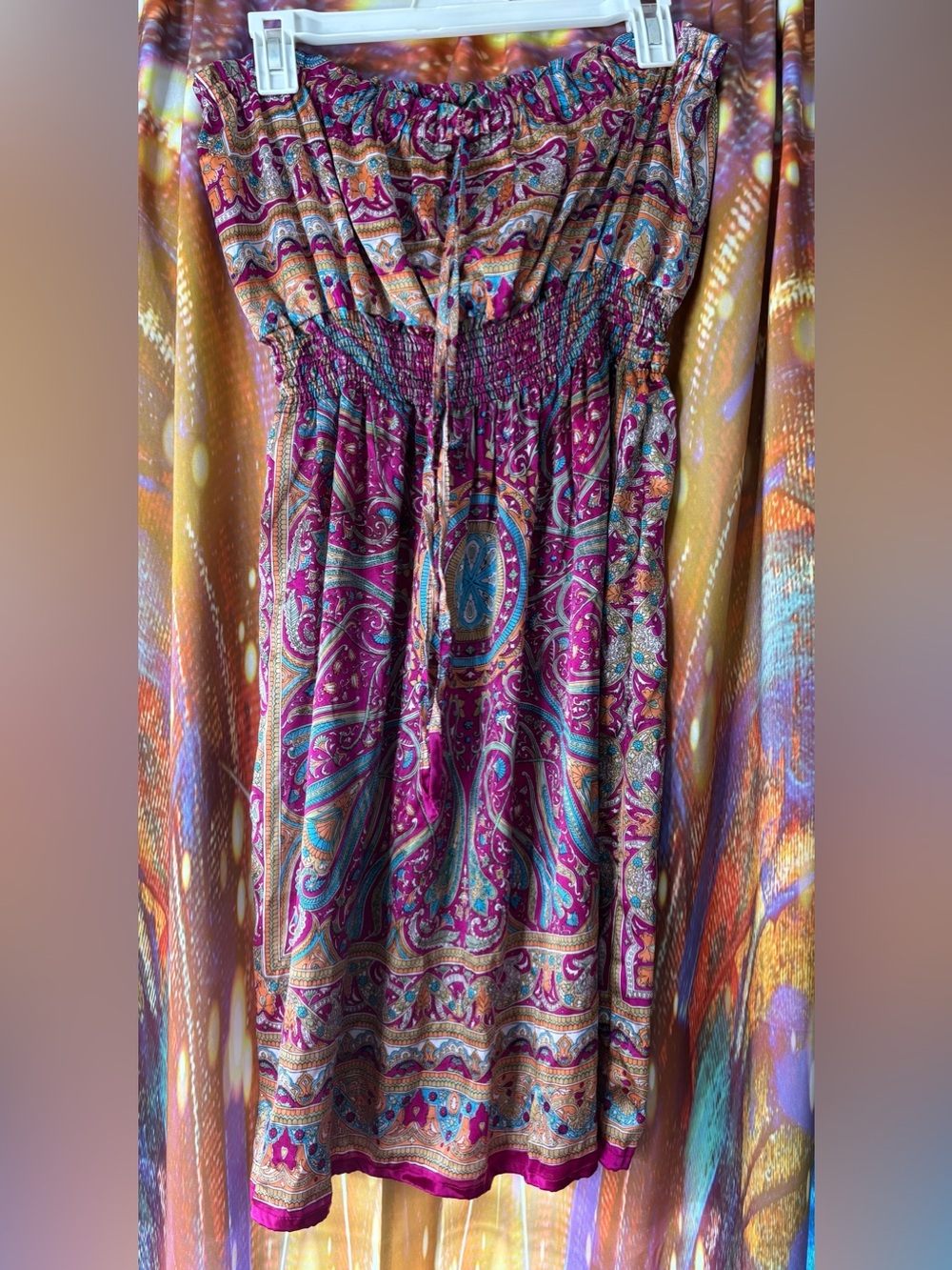Boho Strapless Paisley Midi Dress